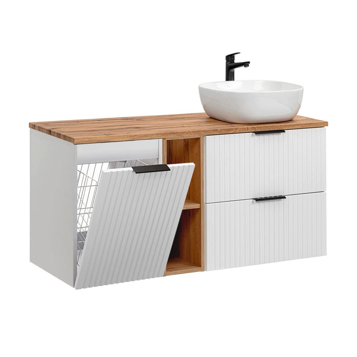 Petits-meubles UMYVADLO 120.8cm Adriel Bílá a dřevo