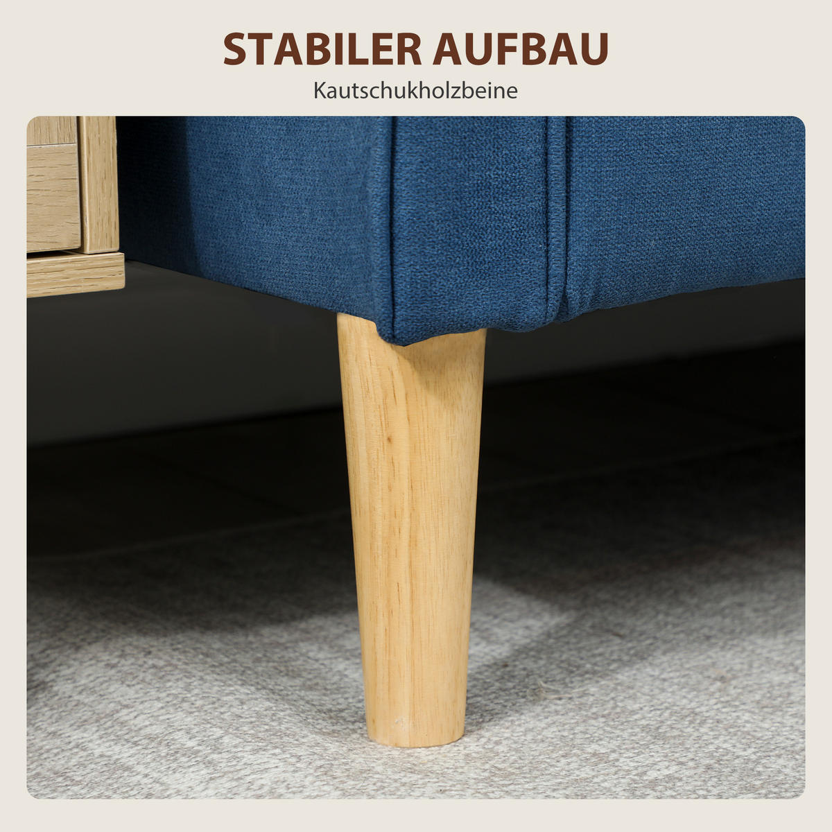 ZWEISITZER-SOFA DE-06501 Knopfheftung, Kautschukholz Blau - Blau, Holz/Textil (117/78/62cm) - ComfortXL