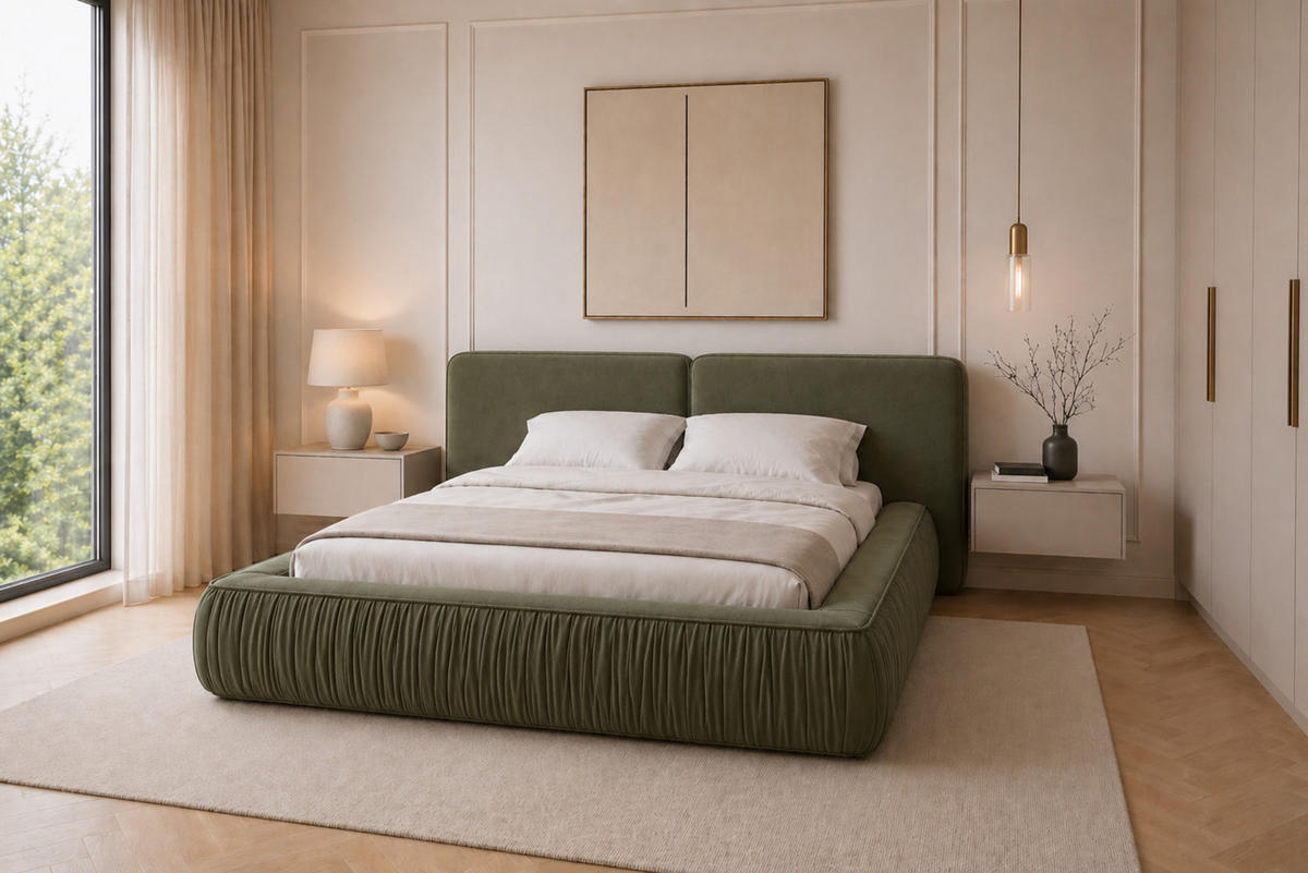 POLSTERBETT 08 140 x 200 cm – Riviera – Bett mit Gasdruckfedern und Stauraum - Grün, Holz (140/200cm) - ROYAL24_MARKT