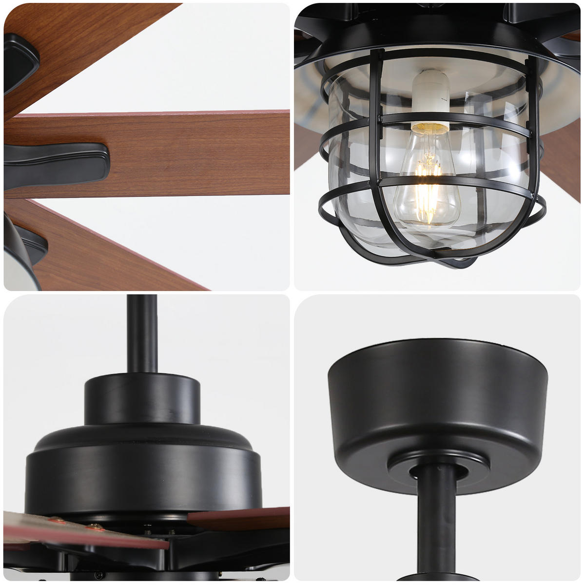 DECKENVENTILATOR DE-16281 66 Zoll Industrie mit E27-Lampe - Schwarz, Holzwerkstoff (168/168/30.8cm) - ComfortXL