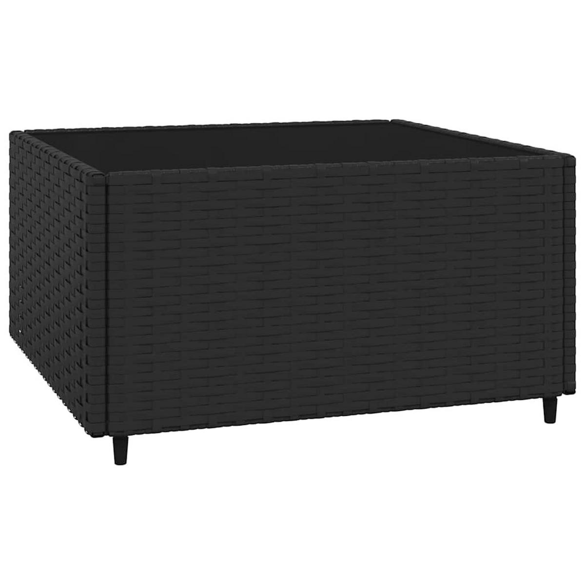 LOUNGEGARNITUR mit Auflagen und 50 cm Couchtisch, aus Poly Rattan und Glas, Schwarz, 4-teiliges Set - Schwarz, Kunststoff - vidaXL