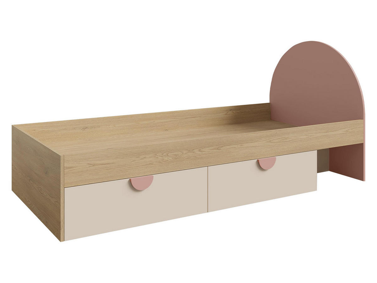 JUGENDBETT Lexi 13 L / P - Eichefarben/Rosa, Holzwerkstoff/Kunststoff (90/200cm) - MIRJAN24