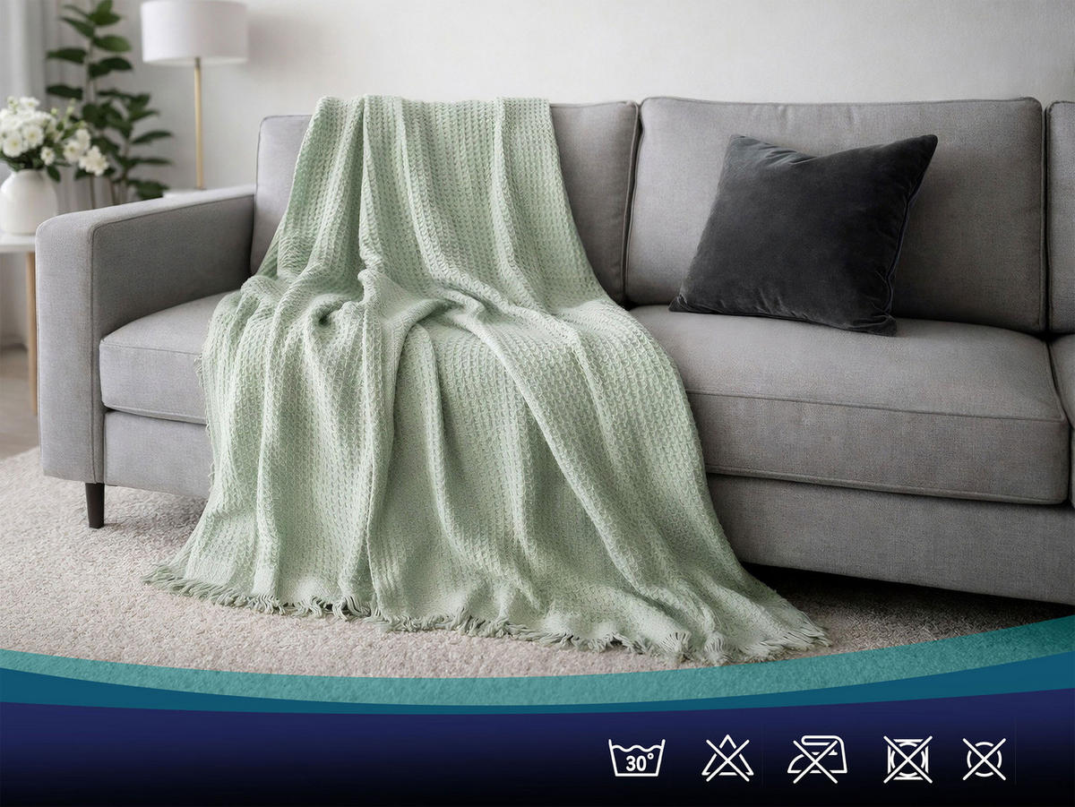 KUSCHELDECKE, 150x200 cm, 100% Polyacryl - Salbeigrün, Textil (150/200cm) - Zollner