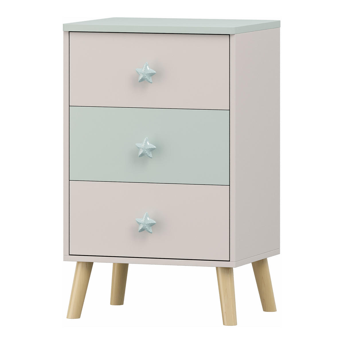 DĚTSKÁ KOMODA Sandnes - bílá/mátově zelená, dřevo/kompozitní dřevo (38/61.5/30cm) - [en.casa]