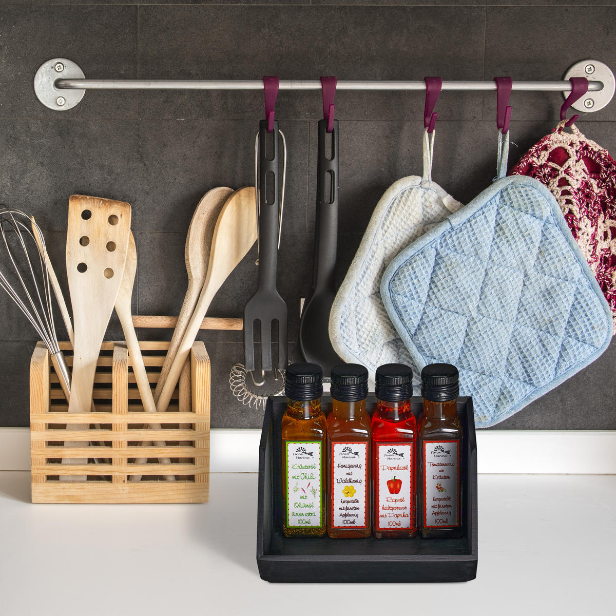 Anthrazit, Holz (15.5/17.5/12.5cm) - Relaxdays