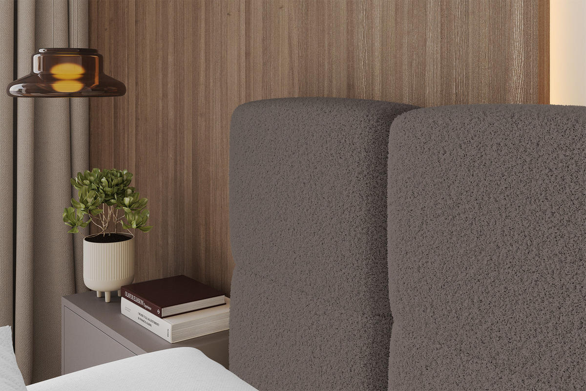 POLSTERBETT mit Bettkasten und Lattenrost mit Kopfteil, Boxbett ohne Matratze, mit Stauraum - NATA 160x200 Braun - Braun, Holzwerkstoff/Textil (160/200cm) - ALTDECOR