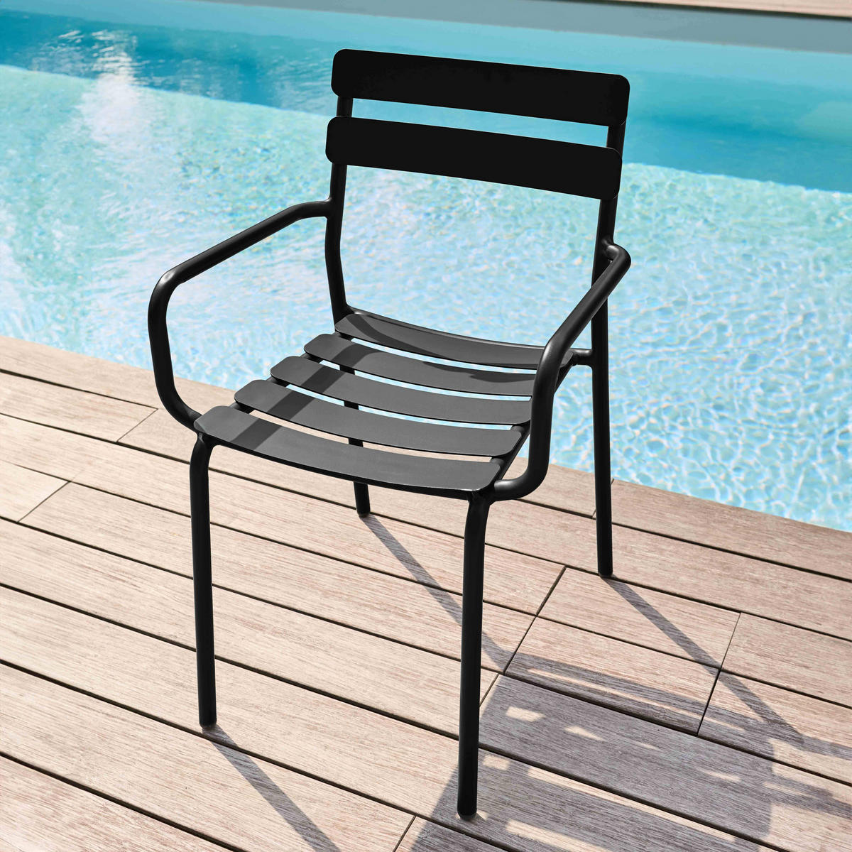 GARTENSTUHL aus Aluminium, Schwarz - Schwarz, Metall (46/84/55cm) - Oviala