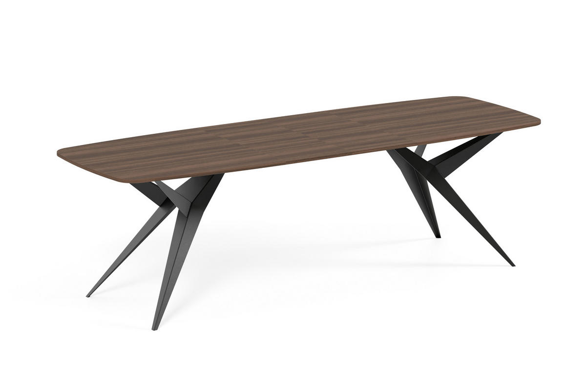 ESSTISCH AXIS - Schwarz/Haselnussfarben, Holzwerkstoff/Metall (90/180/76cm) - Meblini