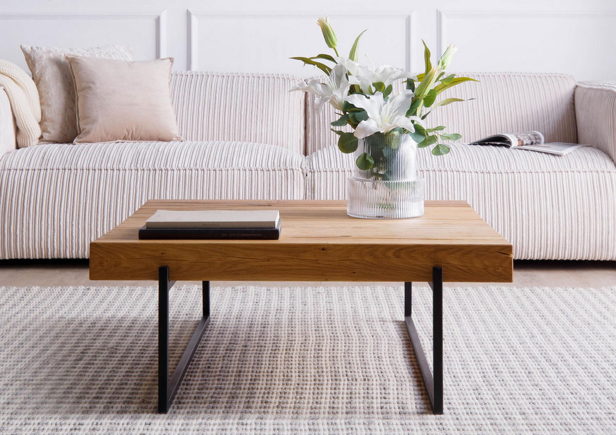 COUCHTISCH Eiche 90x90x35 natur geölt LOUNGE COLLECTION #03 - Braun, Holzwerkstoff (90/90/35cm) - Massivmoebel24