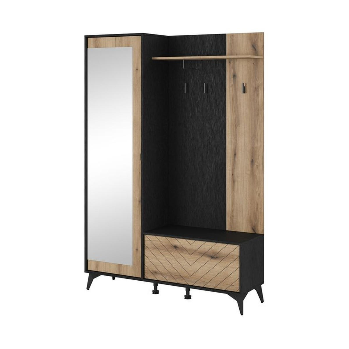 GARDEROBE 134 cm Diamond – Artisan Eiche / Schwarz – GF-MOB14 - Eichefarben, Holzwerkstoff (134/197/39cm) - hi-markt