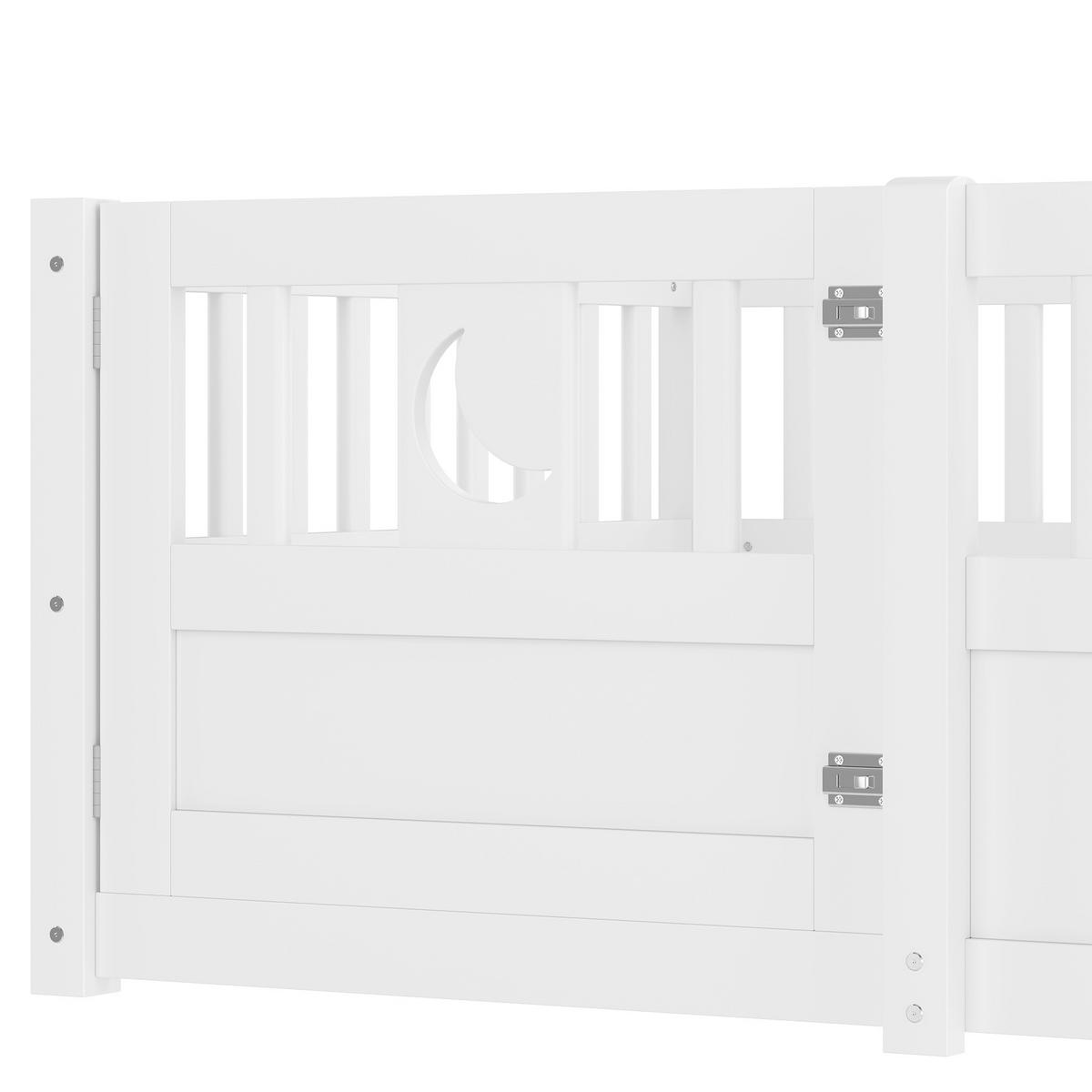 PANELBETT 90x190cm Weiß Kinderbett Gitter Stern-Mond-Dekoration - Weiß, Holz (90/190cm) - FLIEKS