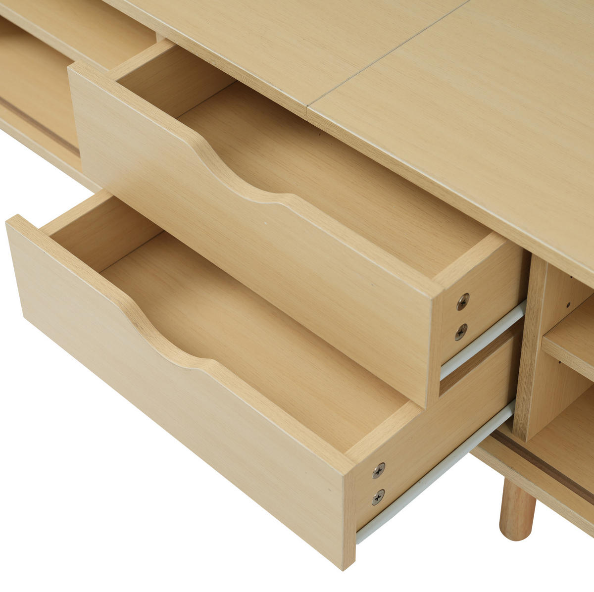TV-LOWBOARD aus MDF 170x40x42 cm Helles Walnussholz mit 2 Schubladen und Schiebetüren - Alteiche, Holzwerkstoff (175/42/40cm) - IVMEU