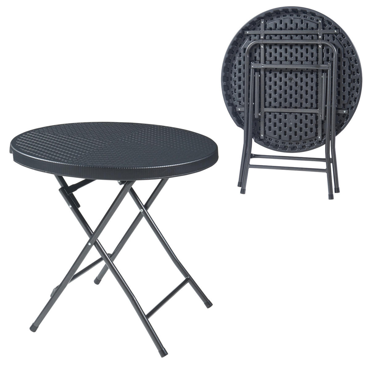 KLAPPTISCH Mark - Schwarz, Kunststoff/Metall (80/80/74cm) - [en.casa]