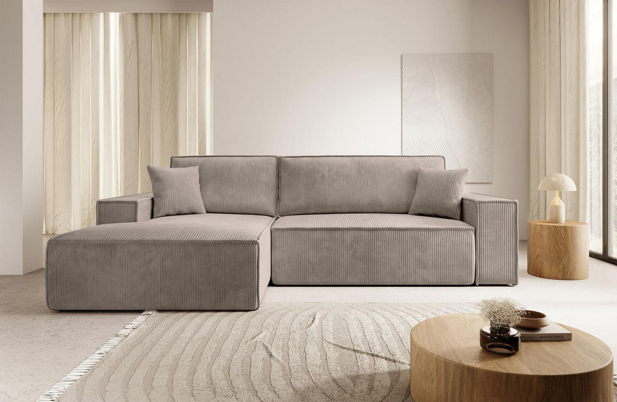 ECKSOFA Farese Beige Cord - Beige, Textil (267/167cm) - Selsey