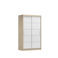SCHIEBETÜRENSCHRANK - Noah 06 - Sonoma + Weiß - Weiß/Sonoma Eiche, Holzwerkstoff/Metall (120/200/61cm) - Möblo