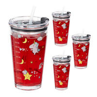4XKINDERGLAS - Transparent, Glas/Kunststoff (0.45L) - Relaxdays