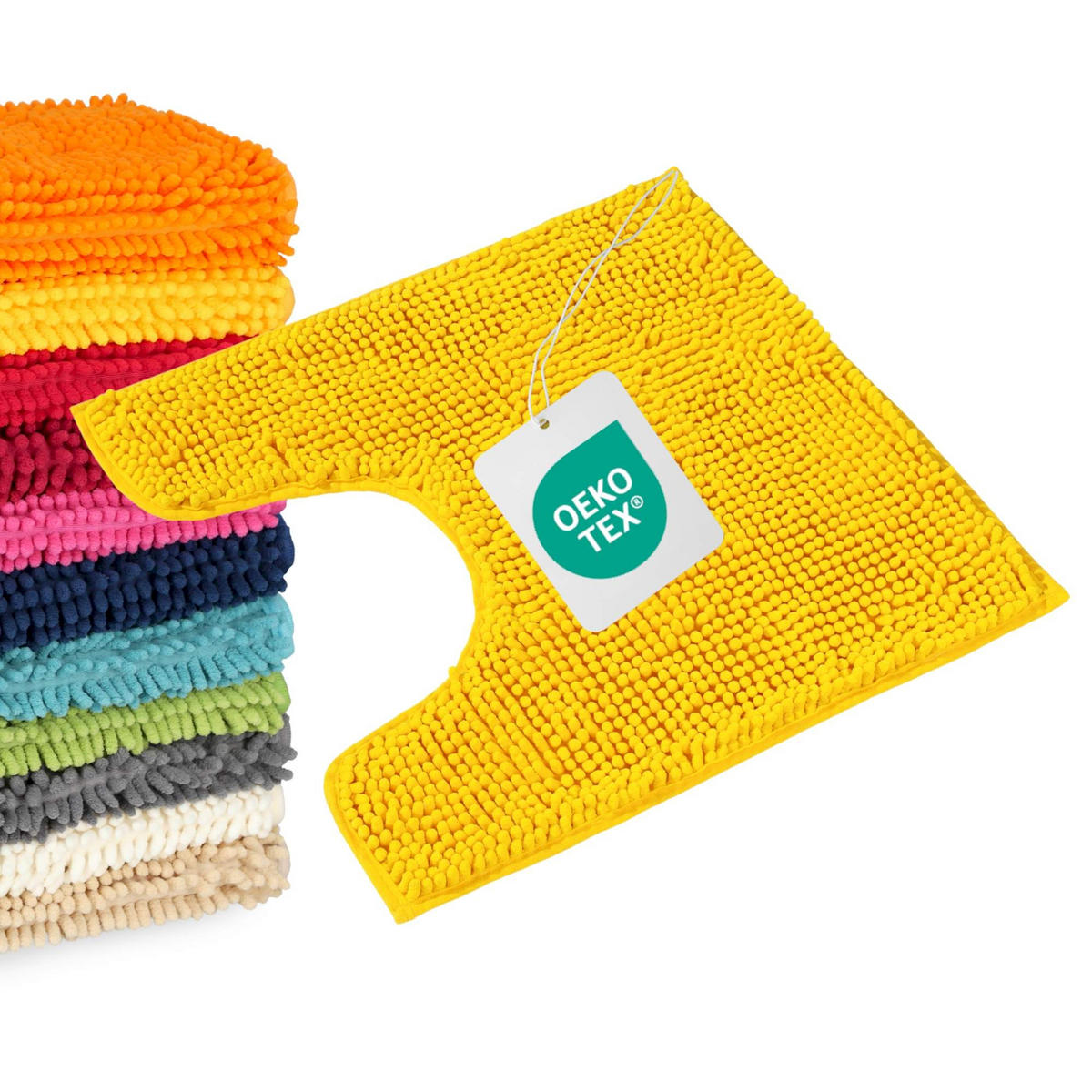 BADEMATTE MIT WC AUSCHNITT PARIS - Gelb, Textil (45/45cm) - WohnDirect