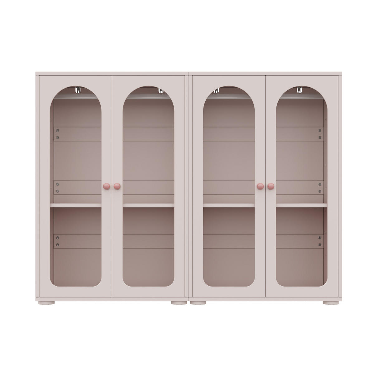 KLEIDERSCHRANK 160/50/120 cm in Babyrosa mit Acryl-Türen und verstellbaren Böden - Hellrosa, Holzwerkstoff (160/120/50cm) - BEAOK