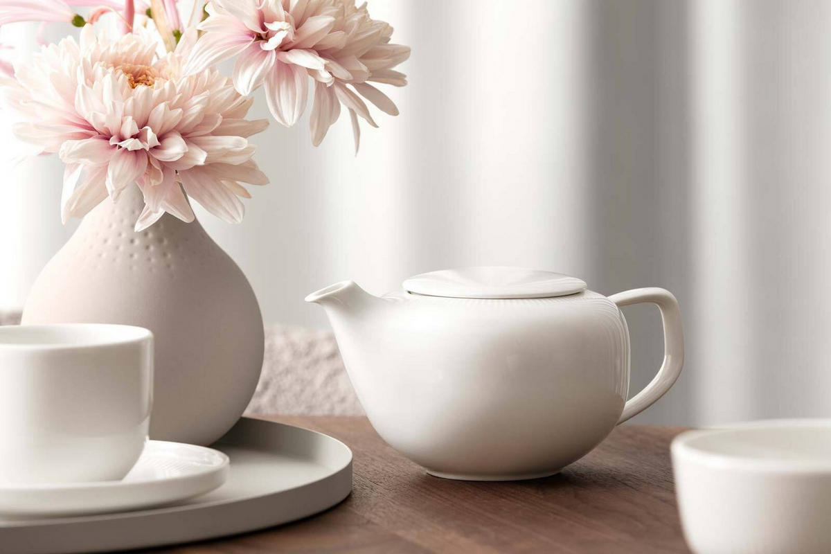 TEEKANNE MIT DECKEL & FILTER Afina weiß 420 ml - Weiß, Keramik (0.42L) - Villeroy & Boch