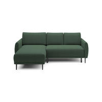 ECKSOFA BONO Stilvolles Sofa mit Schlaffunktion, Robuste Holzfüße, Elegante Armlehnen, Tiefe Sitzfläche 226x164x88cm, Linke, Waldgrün - Waldgrün, Holz/Textil (164/226cm) - DomoHome