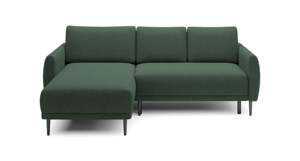 ECKSOFA BONO Stilvolles Sofa mit Schlaffunktion, Robuste Holzfüße, Elegante Armlehnen, Tiefe Sitzfläche 226x164x88cm, Linke, Waldgrün - Waldgrün, Holz/Textil (164/226cm) - DomoHome