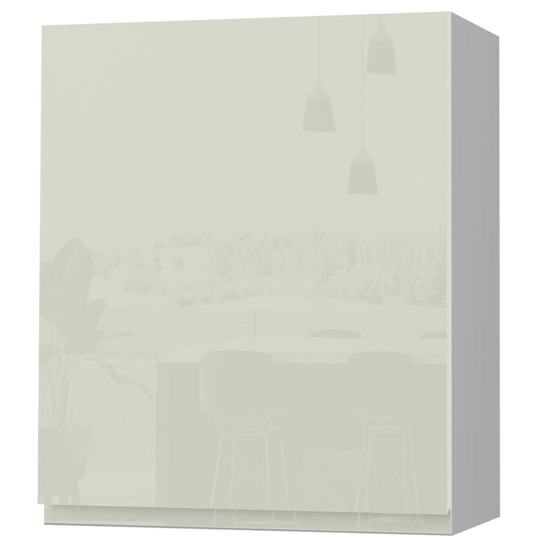HÄNGESCHRANK Florence W2/60 Grau / RAL 1013 perlweiß HG 60 / 32,5 / 72cm - Türanschlag rechts - Weiß Hochglanz/Grau, Holz/Holzwerkstoff (60/72/32.5cm) - Feldmann-Wohnen
