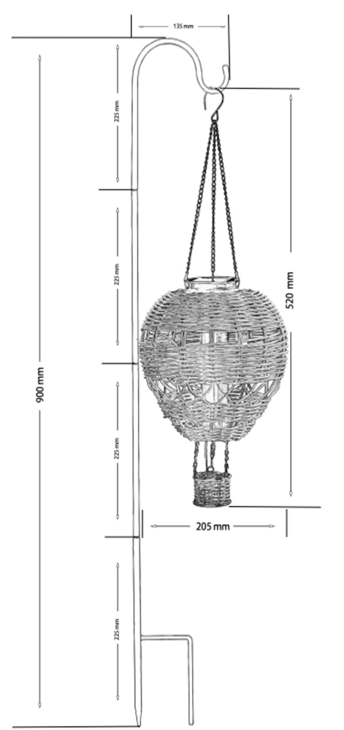 LED-HEISSLUFTBALLON aus Rattan - Solar-Beleuchtung für Garten und Balkon - Weiß, Kunststoff (20.5/20.5/52cm) - Northpoint