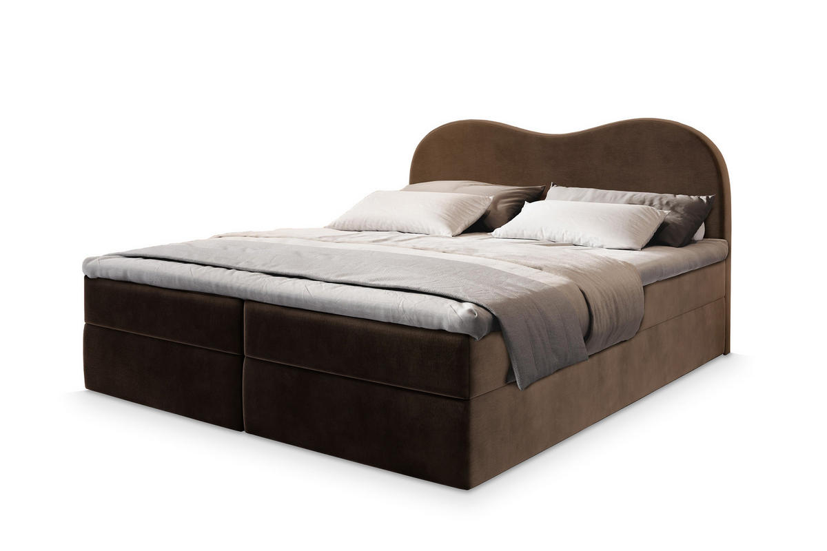 POSTEL BOXSPRING FLUVIA 160x200 cm, s matrací a úložným prostorem, hnědá - hnědá, kompozitní dřevo/textil (160/200cm) - MASSENO