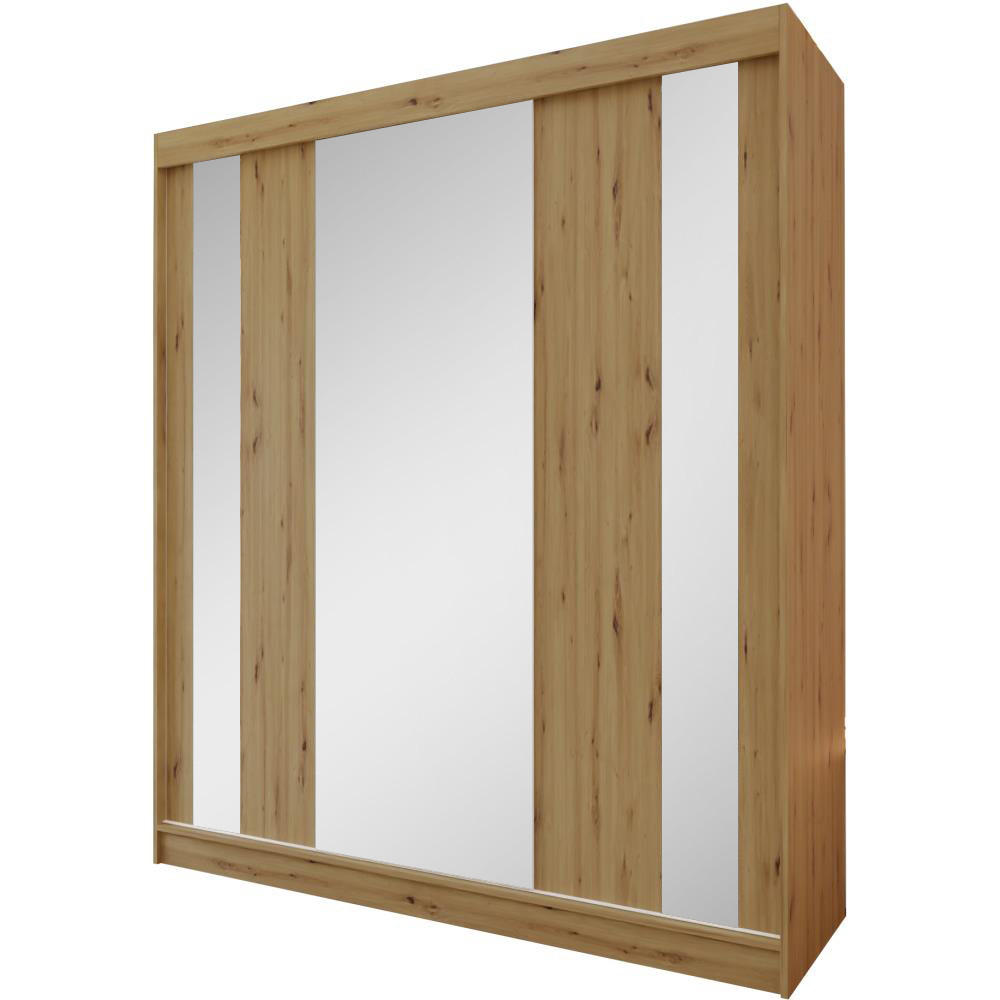 SCHWEBETÜRENSCHRANK Gaja 180/216/61 eiche Artisan mit Spiegel - Eiche Artisan, Holzwerkstoff (180/216/61cm) - Beautysofa