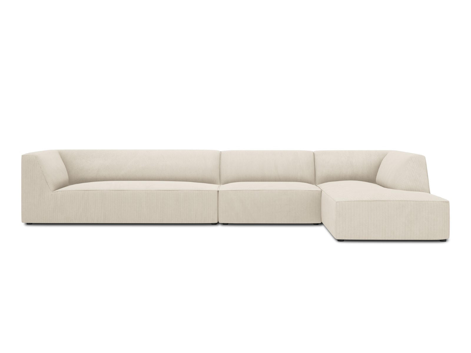ECKSOFA rechts Ruby aus Cord leichtes beige 5 Sitzplätze - Creme, Textil (180/366cm) - Micadoni