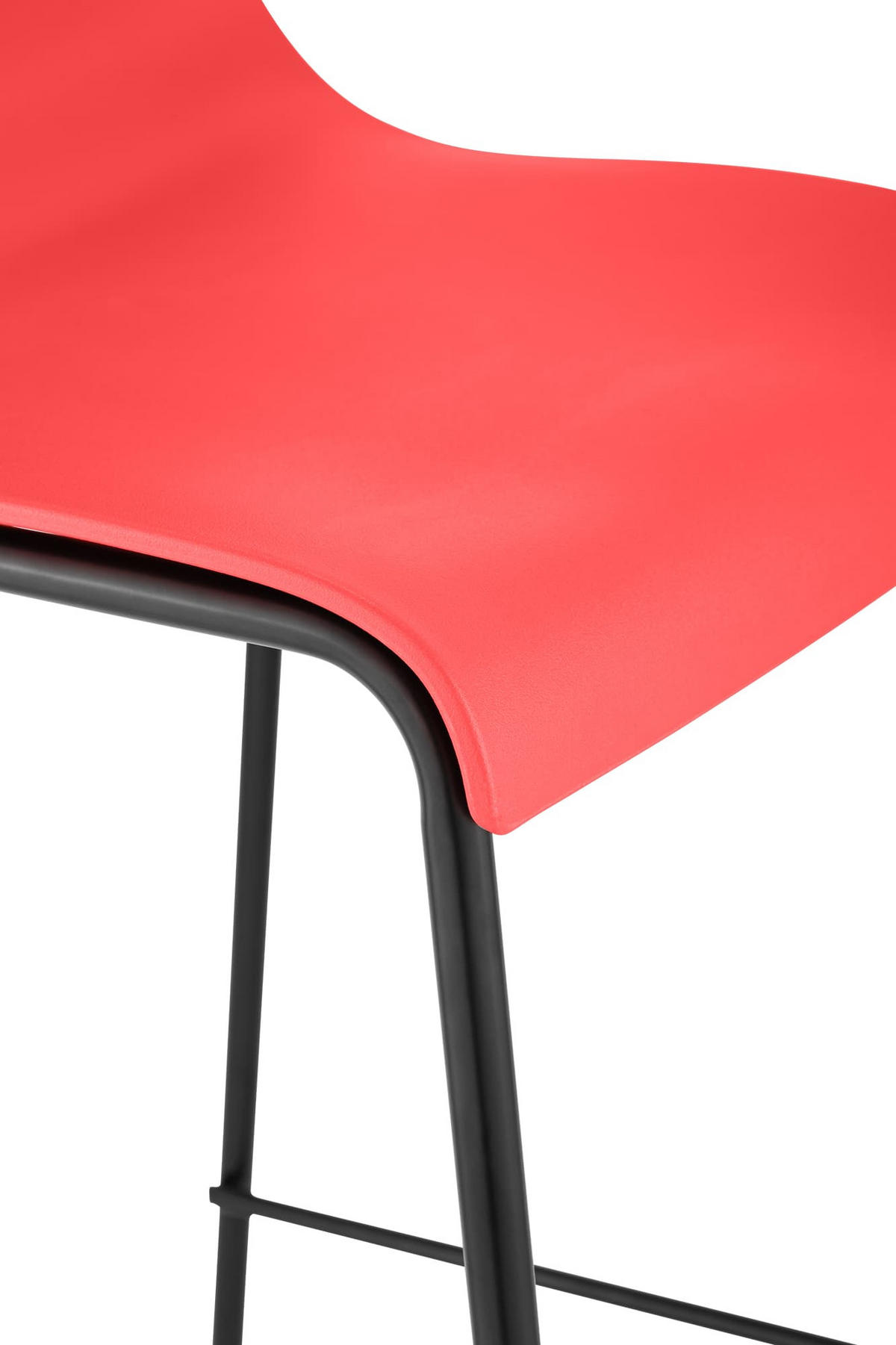 BARHOCKER 2er Set Kunststoff rot - Rot/Schwarz, Kunststoff/Metall (43/100/48cm) - CLP