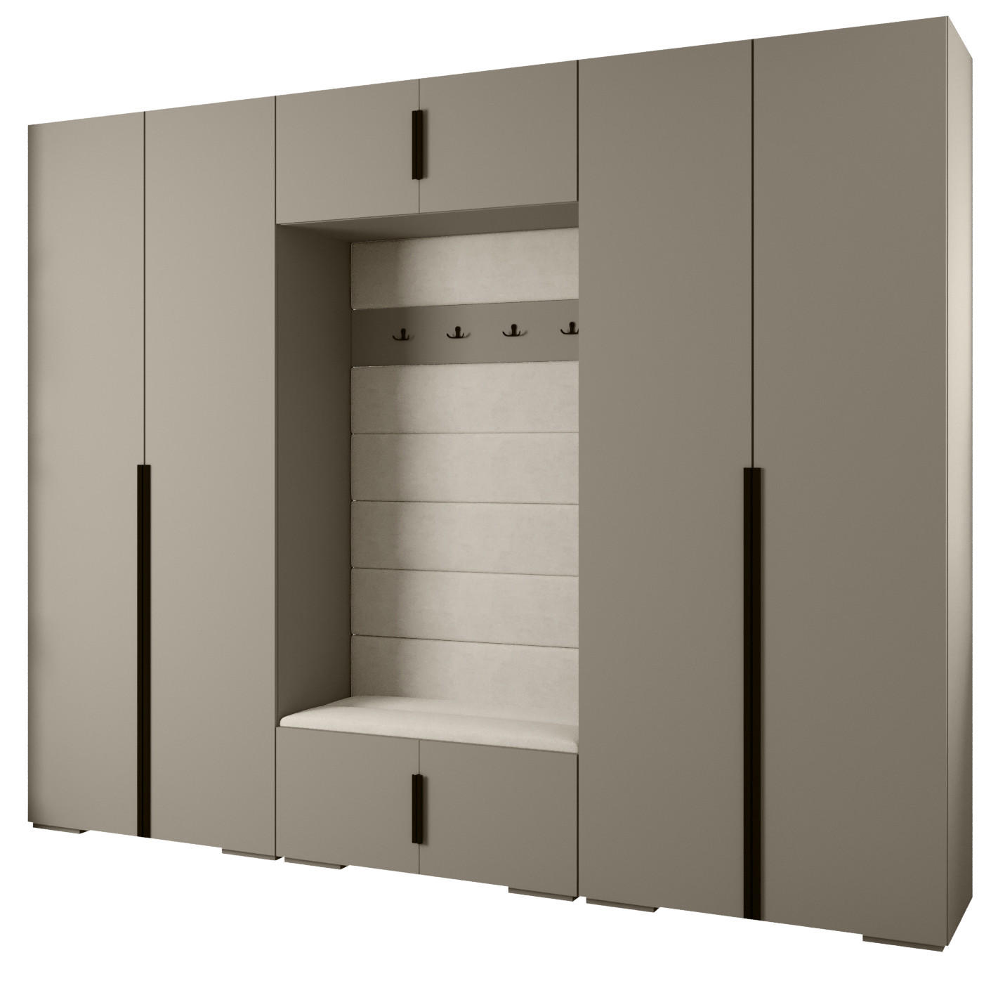 GARDEROBEN-SET 236,7/300/47 - Kaschmir/Schwarz, Holz/Kunststoff (300/236.7/47cm) - Abiks Möbel