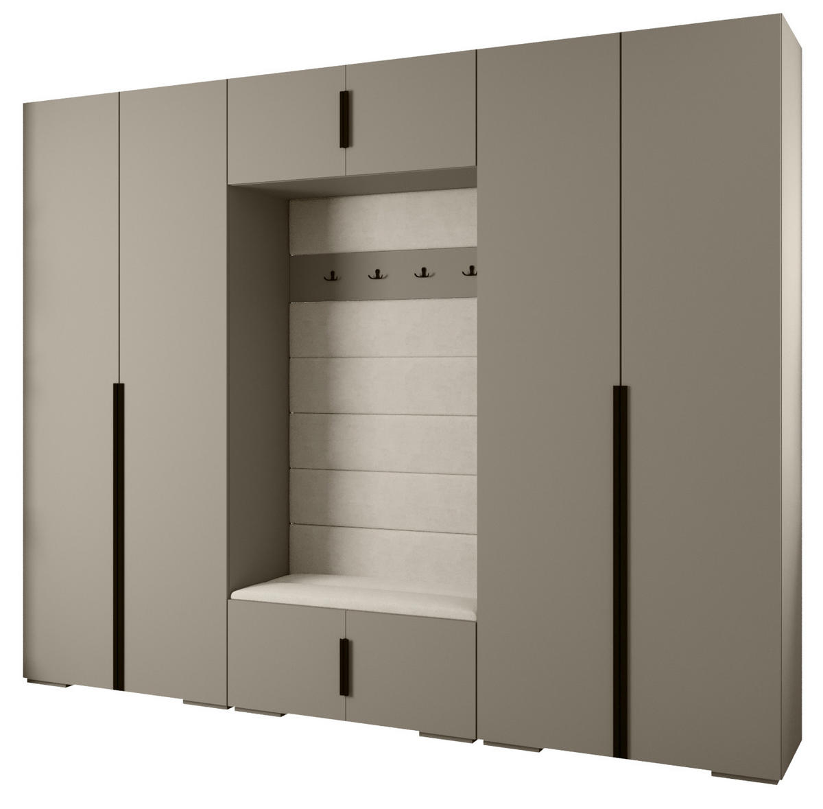 GARDEROBEN-SET 236,7/300/47 - Kaschmir/Schwarz, Holz/Kunststoff (300/236.7/47cm) - Abiks Möbel