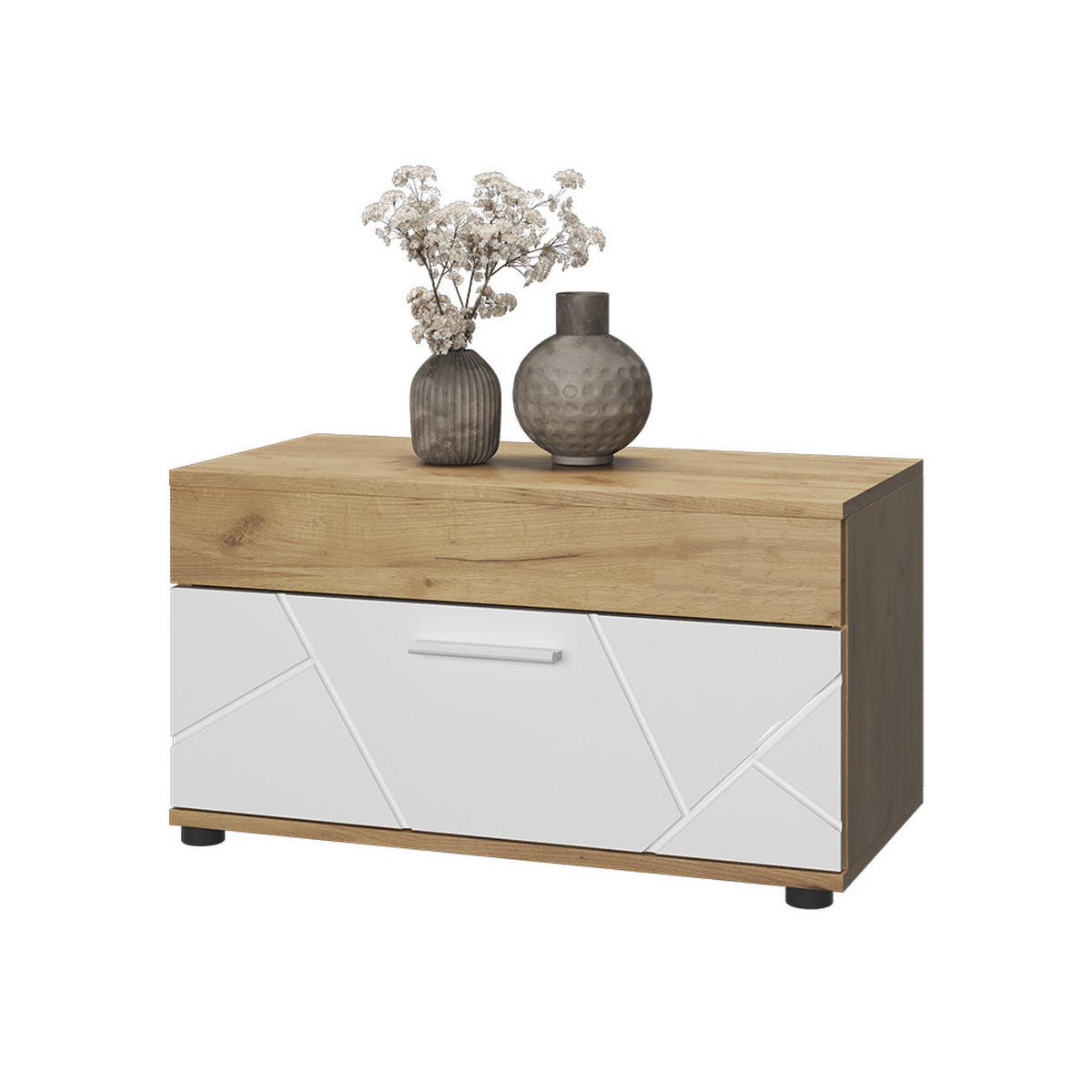 POLICE NA KNIHY Berno Zlatá síla dub/bílá - bílá/medově dubová, kompozitní dřevo (70.8/38.9/35.3cm) - Vicco