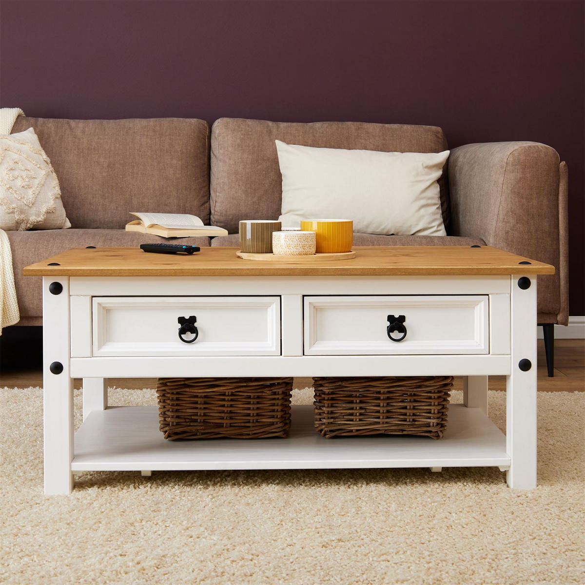 COUCHTISCH CAMPO - Weiß/Braun, Holz (60/100/45cm) - CARO-Möbel