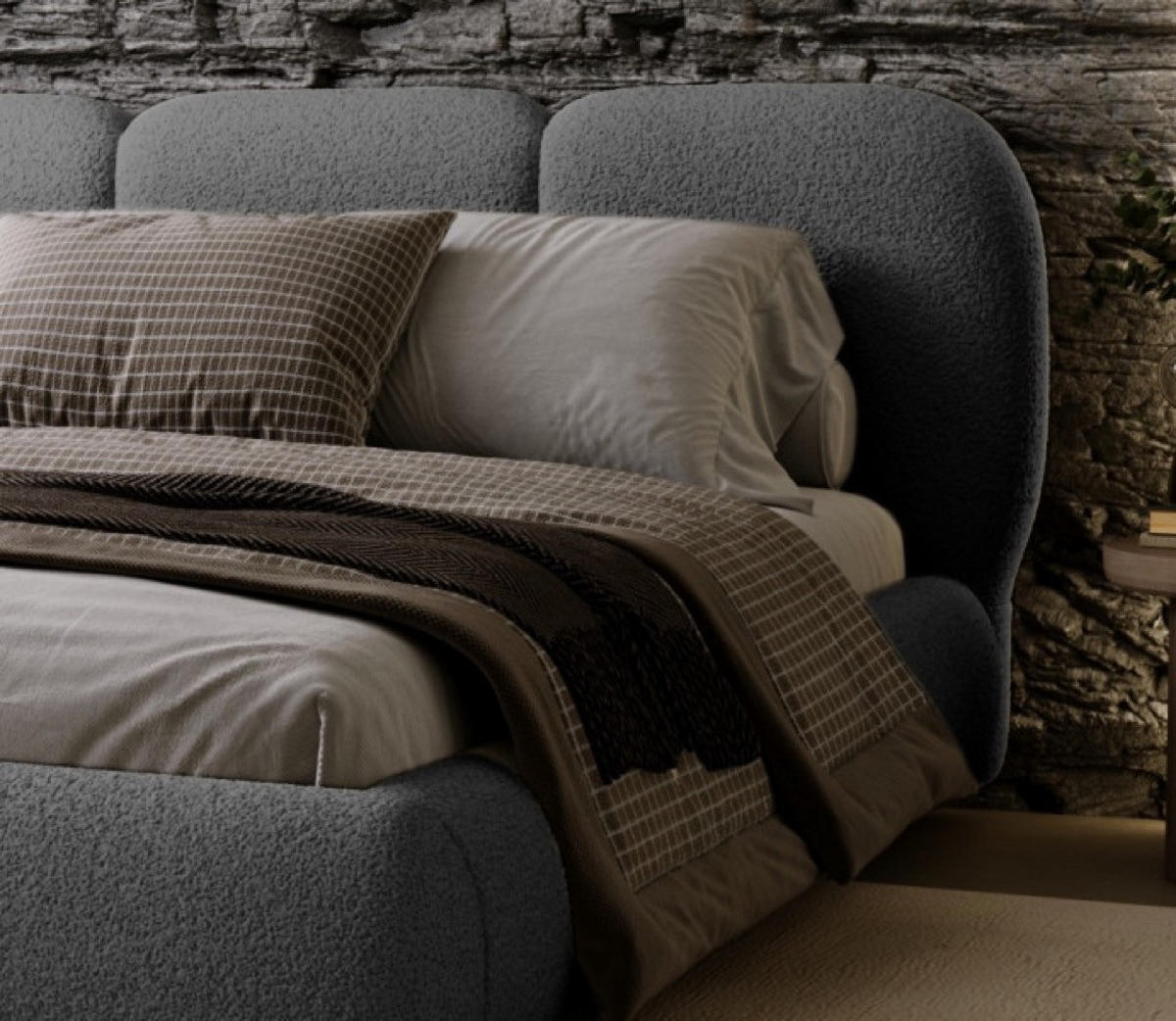BETT Grau ROZA Gepolstert Mit Bettkasten 180x200 cm - Grau, Textil (180/200cm) - Sepro Meble