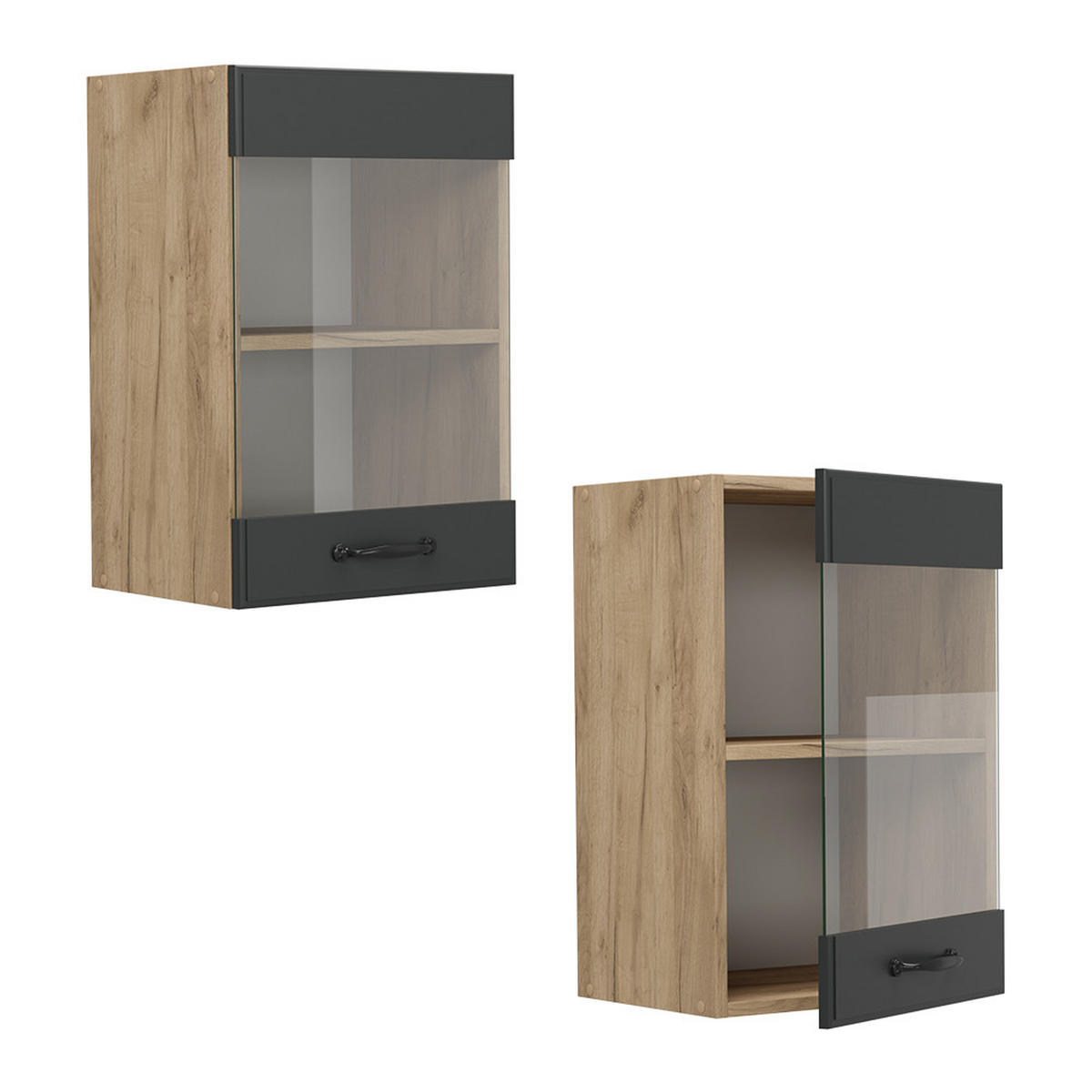 KÜCHENGLASHÄNGESCHRANK R-Line Anthrazit Landhaus 40 cm - Honigeiche/Anthrazit, Holzwerkstoff (40/60/31cm) - Vicco