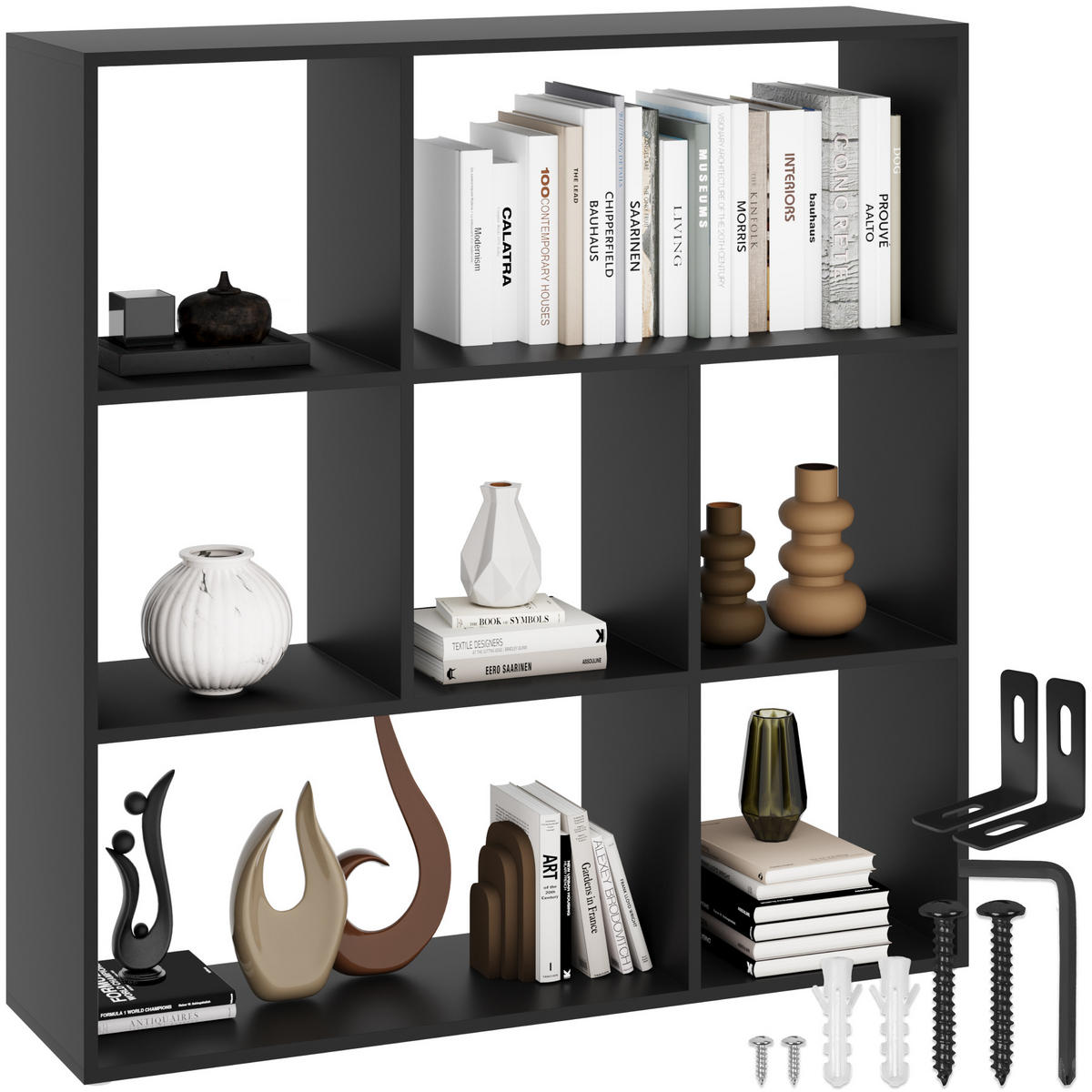 BÜCHERREGAL Tartu,104 x 29 x 107 cm,schwarz - Schwarz, Holzwerkstoff (104/107/29cm) - tectake