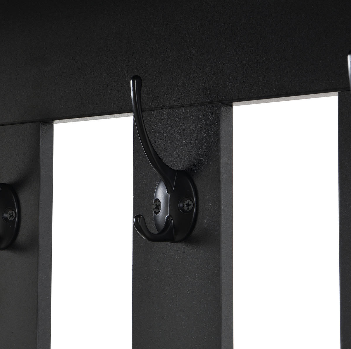 GARDEROBE aus MDF H180 & B100 & T35cm in Schwarz mit Sitzbank & Stecktafel - Schwarz, Holzwerkstoff (100/180/35cm) - Modfu