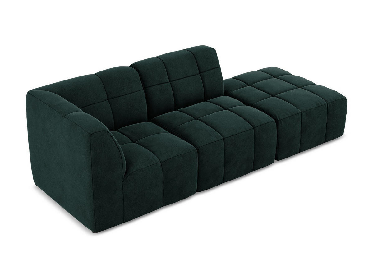 ECKSOFA Rechts Samt Stoff Grün - Salbeigrün/Schwarz, Holzwerkstoff/Kunststoff (240/90cm) - Makamii