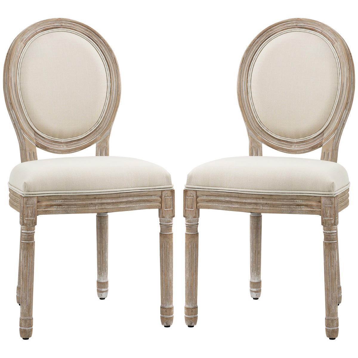 ESSZIMMERSTÜHLE 2er-Set DE-13183 Louis XVI Medaillon Beige - Creme, Holz (56/96/49cm) - ComfortXL