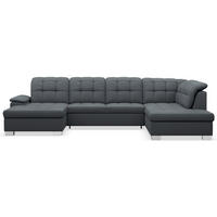 WOHNLANDSCHAFT Jamaal Dunkelgrau linksseitig - Dunkelgrau/Schwarz, Textil (330/106/212cm) - Selsey