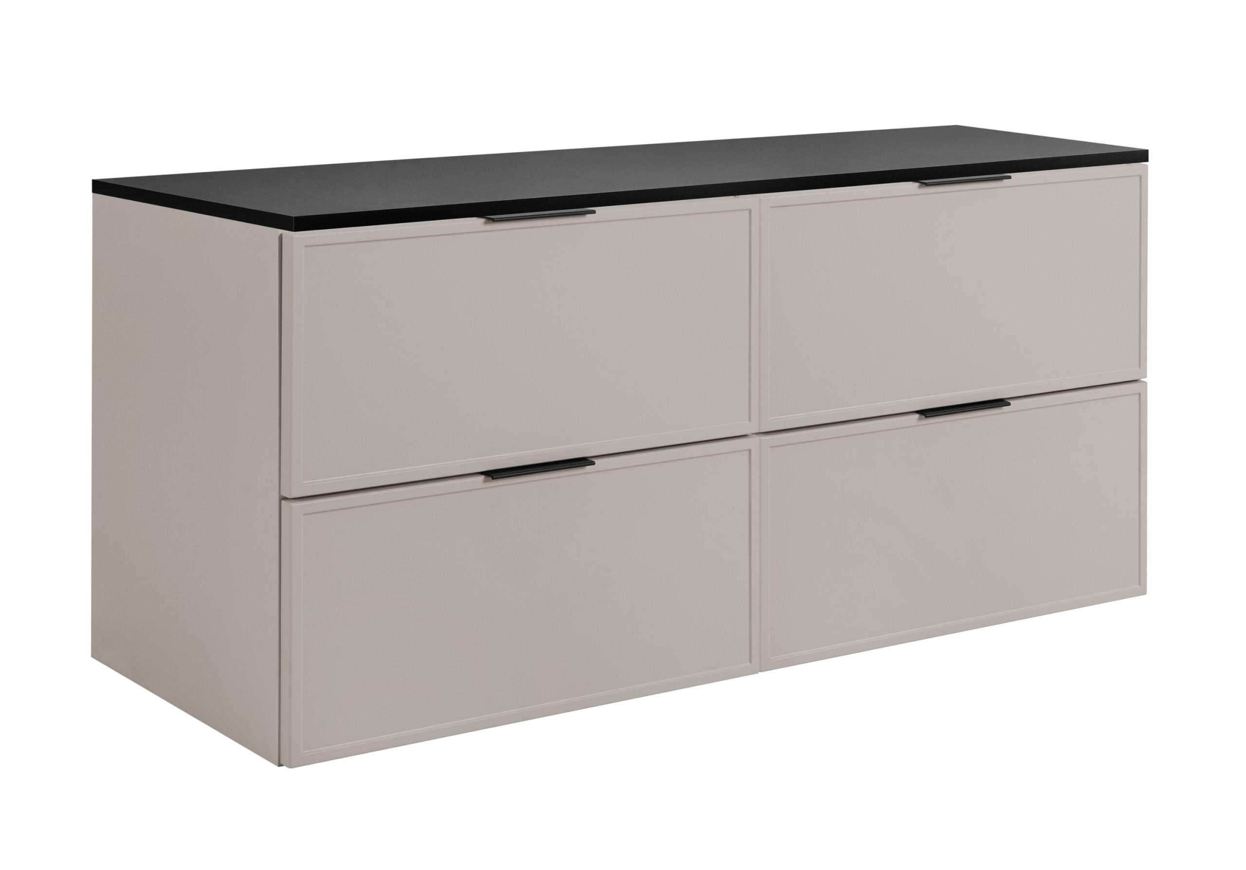 WASCHBECKUNTERSCHRANK SLIM 120cm mit Arbeitsplatte Schwarz Kaschmir - Kaschmir/Schwarz, Holzwerkstoff (120/57/46cm) - Rodan