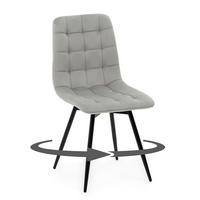 STUHL ARCO drehbar gepolstert mit Steppung - hellgrau - Samt Velours - Hellgrau/Schwarz, Textil/Metall (46/90/51cm) - NEW HOME