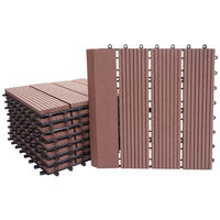 WPC BODENFLIESE + Abschluss 11x 30x30cm Coffee linear senkrecht - Braun, Kunststoff (30/30/2cm) - BERLINLODGE