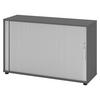 ROLLLADENSCHRANK - 2 Ordnerhöhen 40/120/74,8 cm in Graphitfarben/Silberfarben Relinggriff (Kunststoff) - Silberfarben/Graphitfarben, Holzwerkstoff (120/74.8/40cm) - bümö