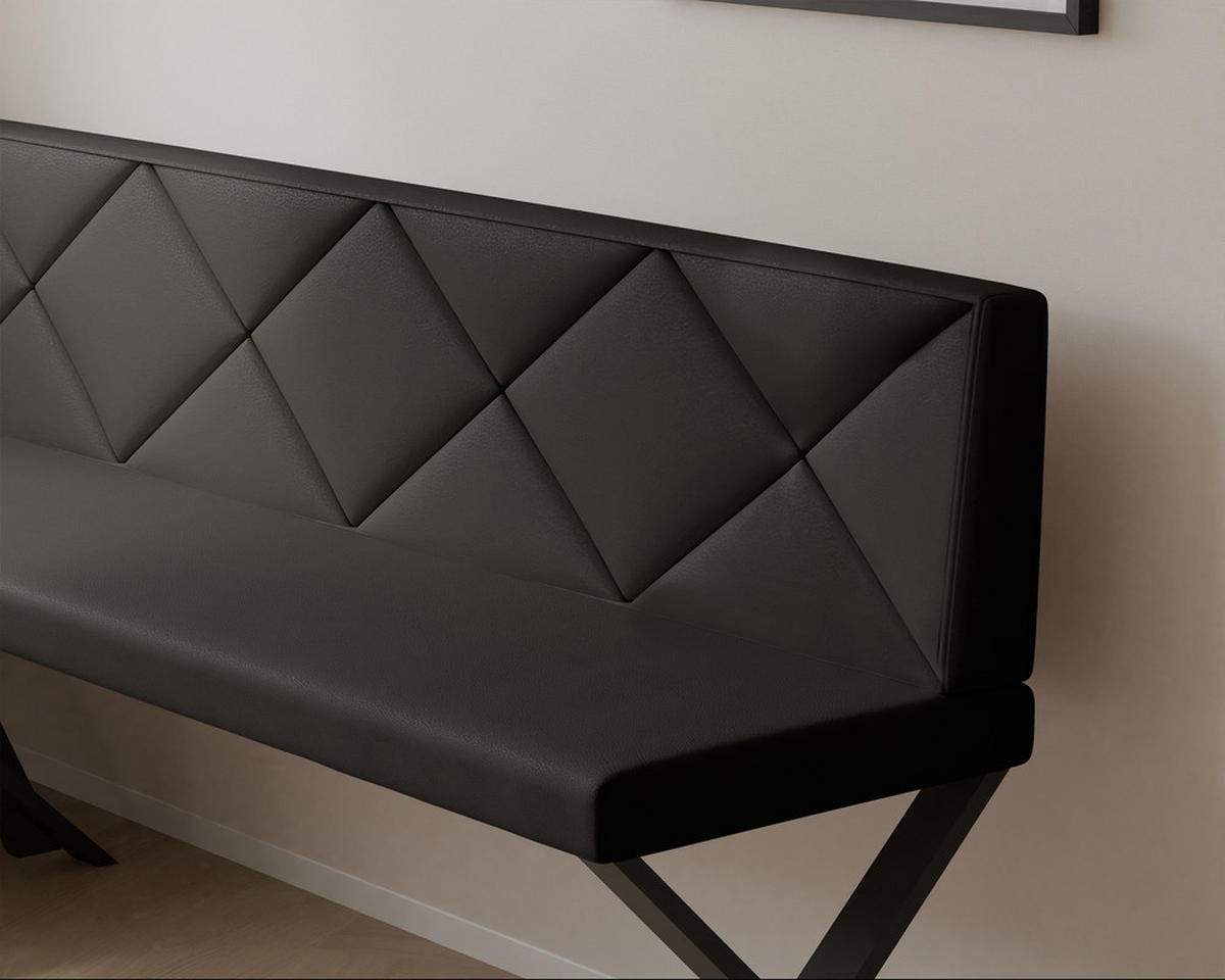 ECKBANK links VERO X Kunstleder gesteppt, 128/168 cm Anthrazit - Anthrazit, Kunststoff/Textil (128/168cm) - Idohome