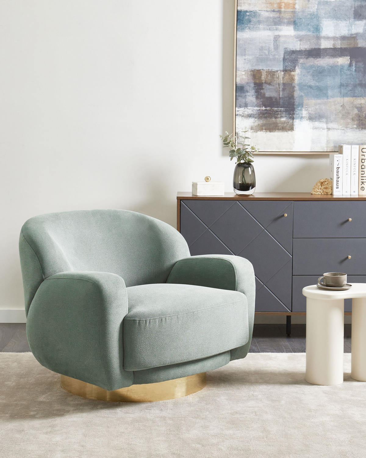 SESSEL Hellgrün Lejre - Goldfarben/Hellgrün, Textil (92/70/83cm) - Beliani