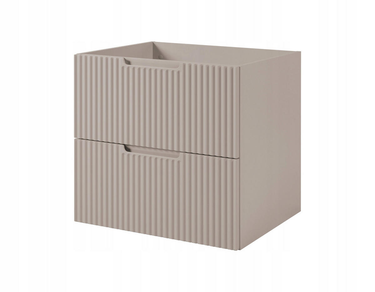 WASCHBECKUNTERSCHRANK VENA 140 cm mit Arbeitsplatte Farbe: Eichen Craft mit einem Regal Gerillte Vorderseite Kaschmir - Kaschmir/Eichefarben, Holzwerkstoff (140/58/46cm) - Rodan