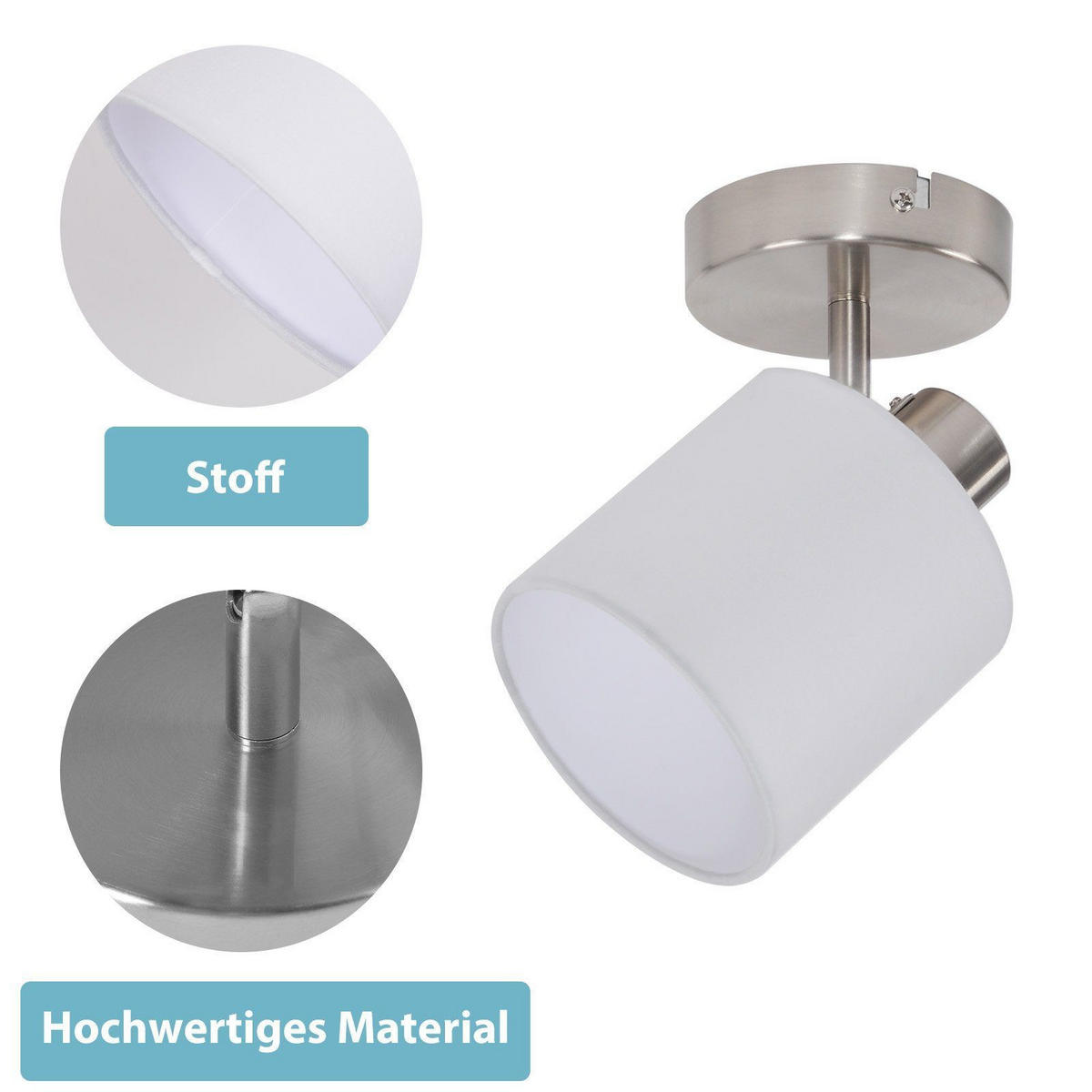 DECKENSTRAHLER Brand 1-flammig 11/11/21 cm - Silberfarben, Textil (11/11/21cm) - Nettlife